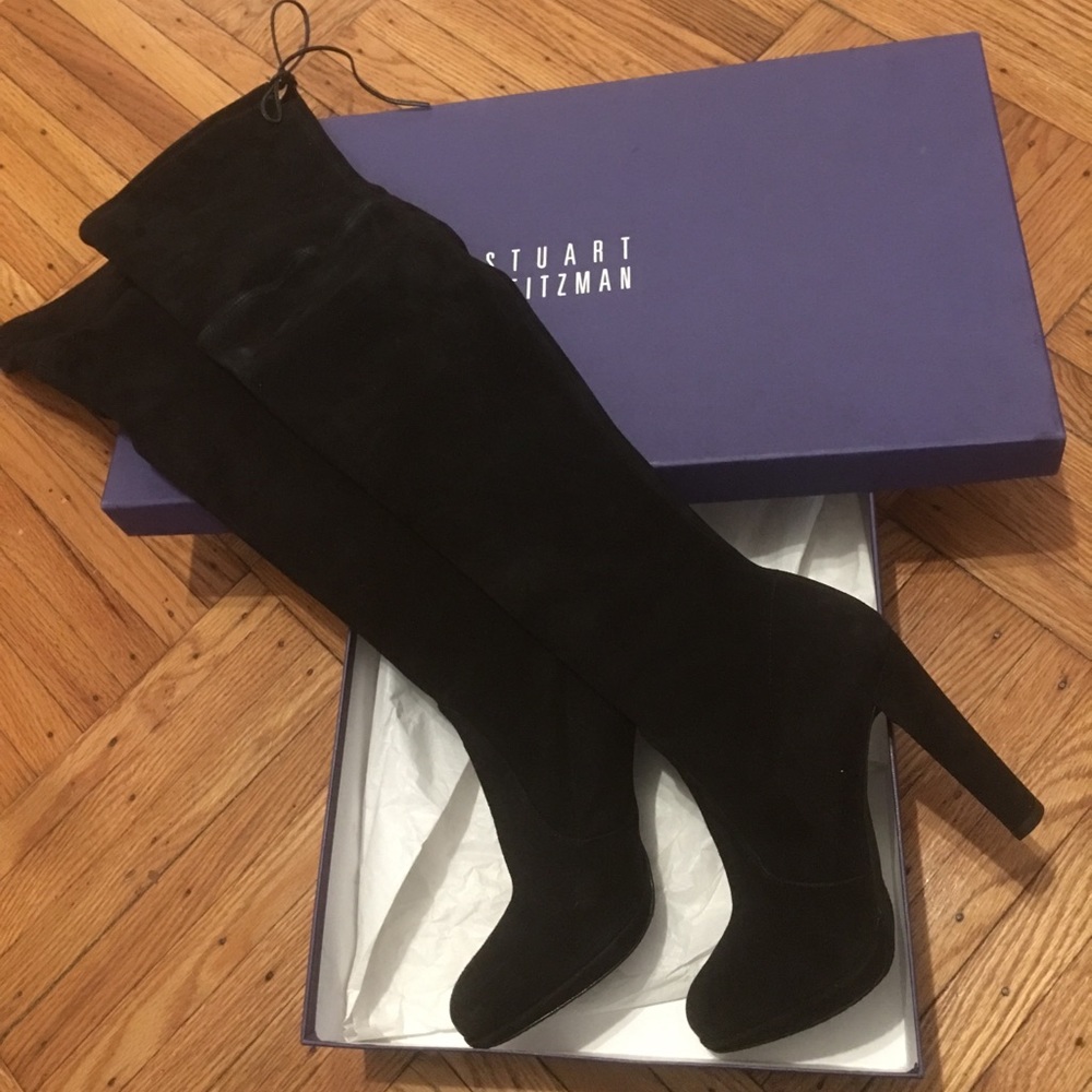 Stuart Weitzman Highland black suede boots! Sz 8.5 - Picture 3 of 7